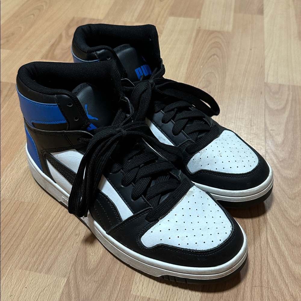 Puma Black and Blue High-Top Sneakers
